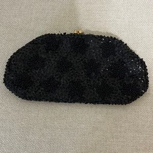 Small beaded clutch. Black sequins and beads vintage